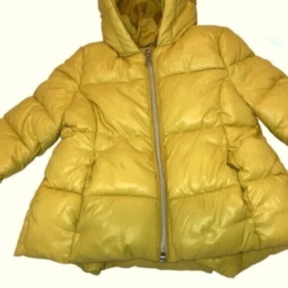 United Colors of Benetton Baby Girl Yellow Gold Hooded Puffer Jacket 1 Yr